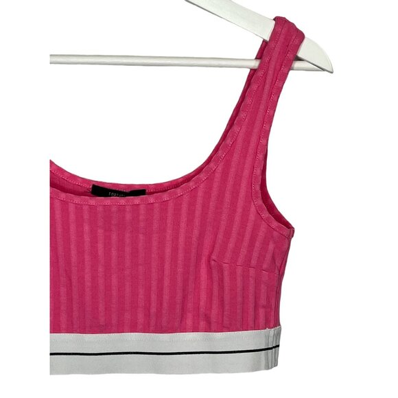 Forever 21 Pink Ribbed Crop Tank Top Women’s Medium Sleeveless Casual Tee - Picture 3 of 12